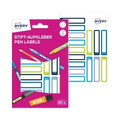   Etikett toll címke iskolai, 50 x 10 mm 30 címke/2 ív, Avery kék/zöld
