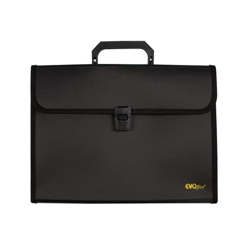 Irattartó táska, harmonikatáska, 13 rekeszes füles csatos EVOffice fekete