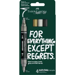   Akril marker készlet, kétvégű MULTIMARK klasszikus színek Faber-Castell fehér, ezüst, arany, fekete 4klf. szín