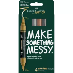   Akril marker készlet, kétvégű MULTIMARK metálszínek Faber-Castell arany, ezüst, réz, acélszürke 4klf. szín