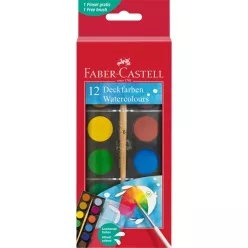   Vízfesték készlet 24mm-es festék gombokkal + ecset Faber-Castell 12klf. szín
