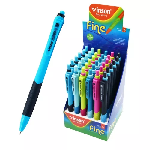 Golyóstoll nyomógombos 0,7mm Vinson 5237 Fine vegyes displ 36 db/display