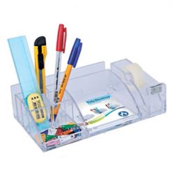   Írószertartó 8 rekeszes, 230x125x65mm, ragszalag tépővel műanyag, Bluering® víztiszta