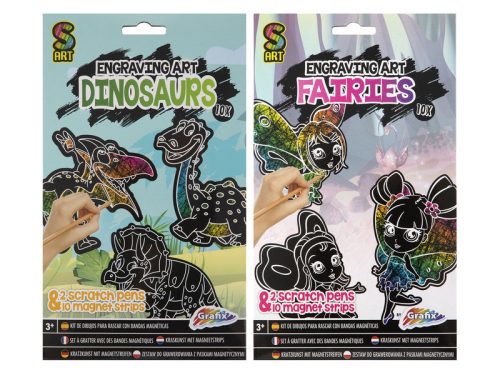 Grafix - Képkarcoló mágnesek 10 db, 2 féle (Tündér/Dinó)