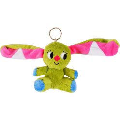 Kockásfülű nyúl ülő kulcstartó plüssfigura - 9 cm