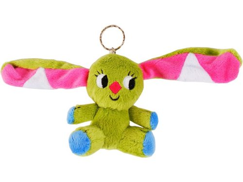 Kockásfülű nyúl ülő kulcstartó plüssfigura - 9 cm