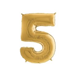 Héliumos fólia lufi, 5-ös szám, 65 cm, arany