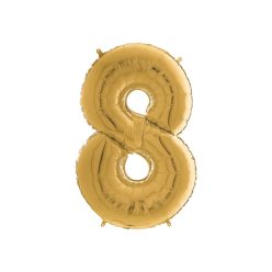Héliumos fólia lufi, 8-as szám, 65 cm, arany