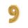 Héliumos fólia lufi, 9-es szám, 65 cm, arany