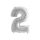 Héliumos fólia lufi, 2-es szám, 65 cm, ezüst
