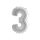 Héliumos fólia lufi, 3-as szám, 65 cm, ezüst