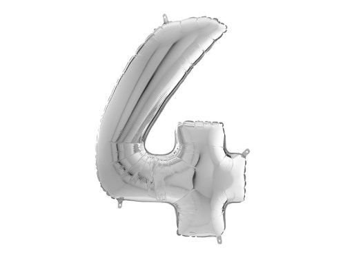 Héliumos fólia lufi, 4-es szám, 65 cm, ezüst