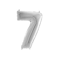 Héliumos fólia lufi, 7-es szám, 65 cm, ezüst