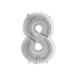 Héliumos fólia lufi, 8-as szám, 65 cm, ezüst