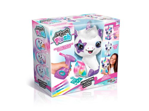 Airbrush plush, színezhető állatok, sötétben világító unikornis