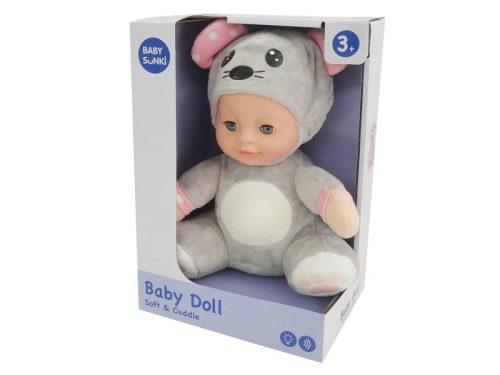 Zenélő, világító altató egér baba, 25 cm
