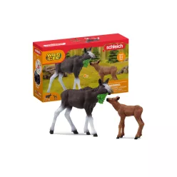 Schleich jávorszarvas borjúval