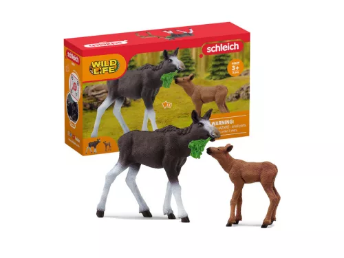 Schleich jávorszarvas borjúval