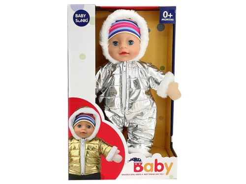 Beszélő baba kabátban, 30 cm