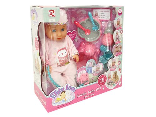 Pisilős, hangot adó lánybaba kiegészítőkkel