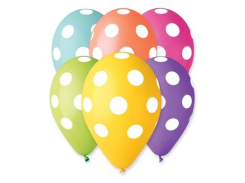 Gumi lufi, pasztel, pöttyös, 10 db /csomag 30 cm