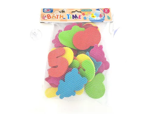 Szivacs fürdőjáték hálóban, számok és cicák, 25 db