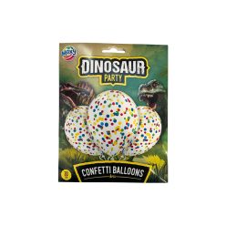 Dínós konfettis lufi, 30 cm, 6 db