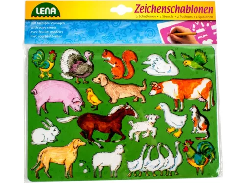 LENA: Háziállatok rajzolósablon 2 darabos készlet