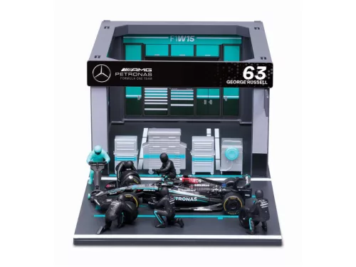 Bburago 1/43 F1 versenyautó - MB AMG W15 E Performance bokszutca