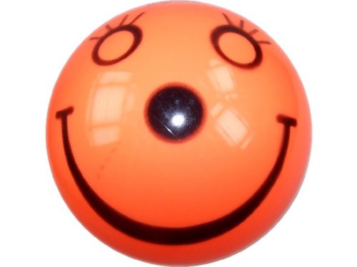 Mosolygó lakkfényű gumilabda - narancssárga, 11 cm