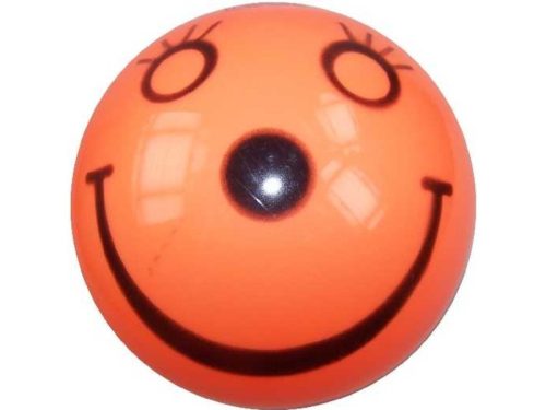 Mosolygó lakkfényű gumilabda - narancssárga, 22 cm