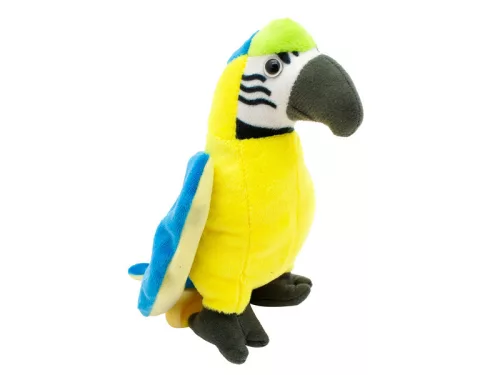 Papagáj plüssfigura - kék-sárga, 15 cm