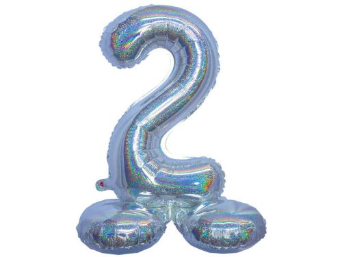 Ezüst színű hologramos lábas lufi - 2