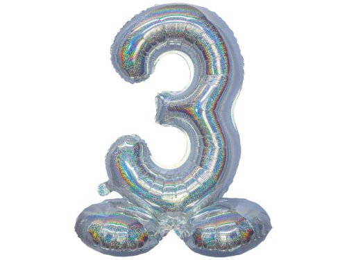 Ezüst színű hologramos lábas lufi - 3