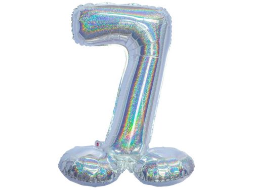 Ezüst színű hologramos lábas lufi - 7