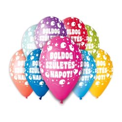 Boldog Születésnapot lufi 30 cm-es, 10db/csomag