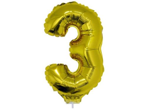 Számos lufi - 3, arany, 42 cm