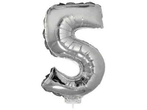 Számos lufi - 5, ezüst, 42 cm