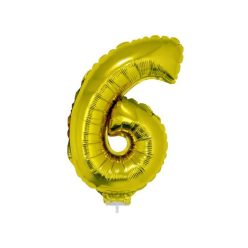 Számos lufi - 6, arany, 42 cm