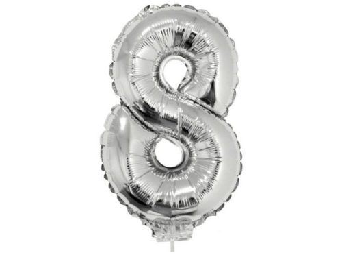 Számos lufi - 8, ezüst, 42 cm