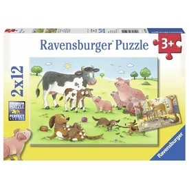 Boldog állatcsaládok 2 x 12 darabos puzzle