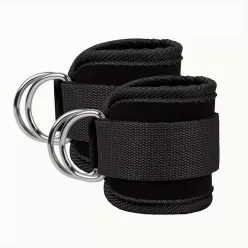   2db Állítható Légáteresztő Bokapántok Ellenállási Szalagokhoz - Tartós Poliészter Fitnesz Lábgyűrűk Fekete Színben