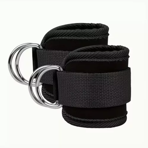 2db Állítható Légáteresztő Bokapántok Ellenállási Szalagokhoz - Tartós Poliészter Fitnesz Lábgyűrűk Fekete Színben