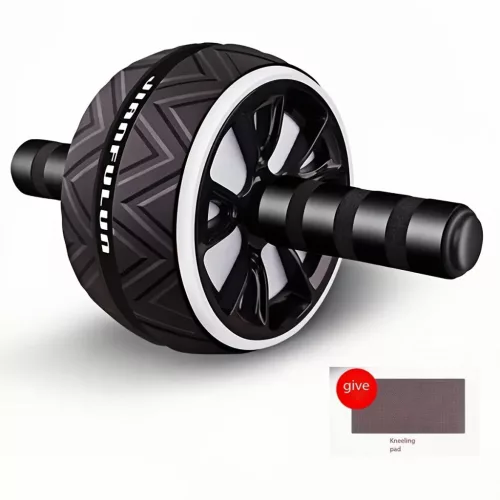 1db Otthoni Fitnesz Hasizom Gyakorló Kerék - Hordozható Mag Erősítő Piros & Fekete Fogantyúkkal, Tartós PP Anyag Has- és Mellizom Edzéshez, Felsőtest Edzéshez Fekete