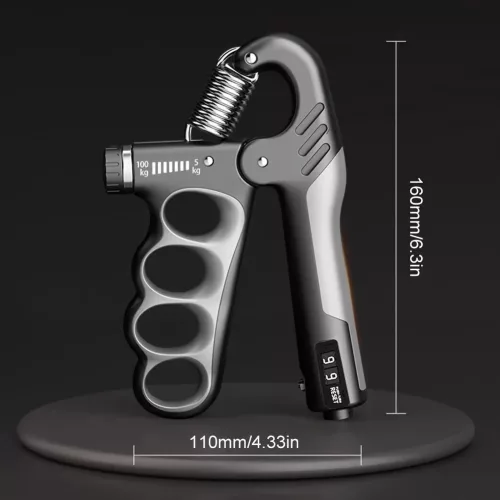 5-100kg Markolat Erősítő Mechanikus Számlálóval, Beállítható Ellenállású Csuklótágító Edző Kézi Fogantyú szürke - 5-100 kg