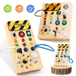   Színes Fa Foglalkoztató Tábla Érzékszervi Játékkal, Fény Kapcsolókkal - Oktatási & Utazásbarát Születésnapi Ajándék Gyerekeknek