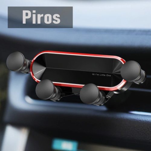 Autós telefontartó szellőzőrácsra- Gravitációs (nyújtott kialakítás) - Piros