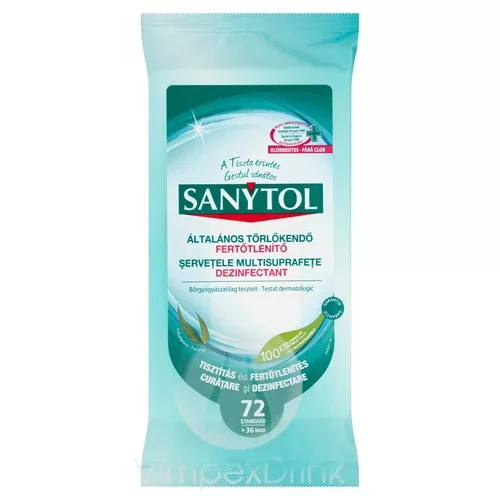 Sanytol fertőtlenítő tisztítókendő 72db