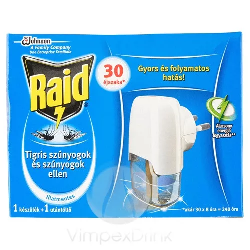 Raid elektr.párologtató kész.30 éj