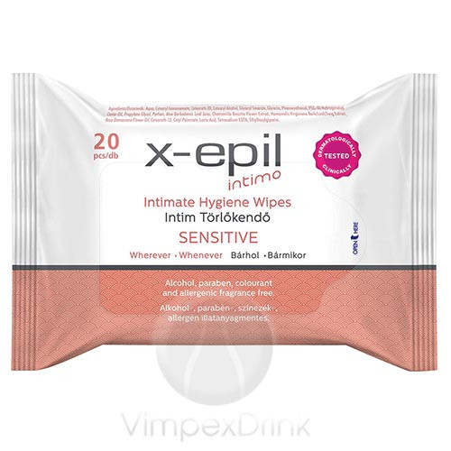 X-Epil Intimo Intim törlőkendő Sensítive 20db